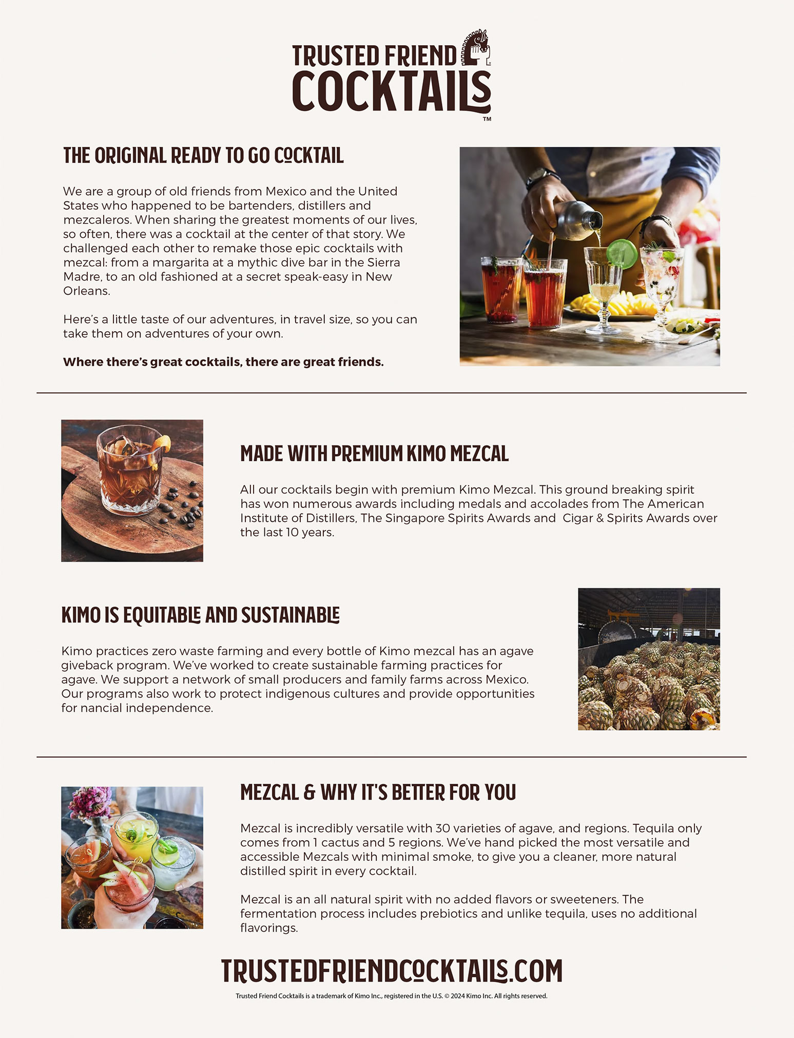Trusted Friend Cocktails Product Sell Sheet
